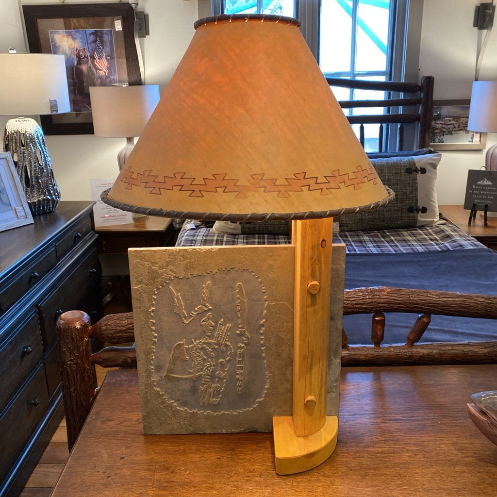 Lodge Pole Lamp With Slate