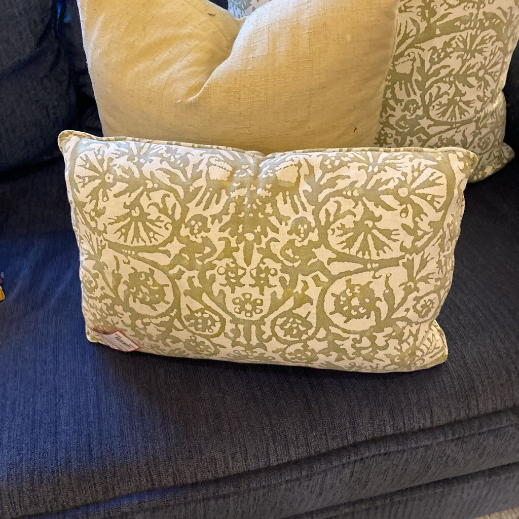 Custom Down Filled Green And White Bolster Pillow