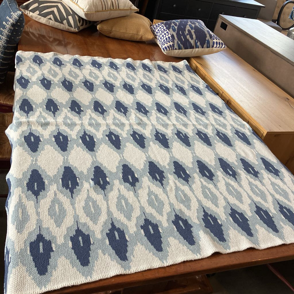 Blue & White Ikat Throw Blanket
