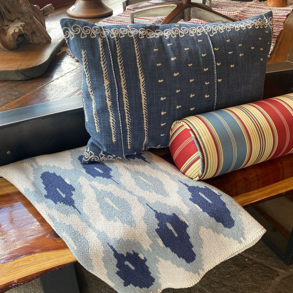 Blue & White Ikat Throw Blanket