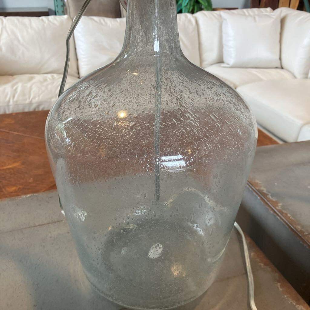 Blue Shade w/ Clear Glass Base Lamp