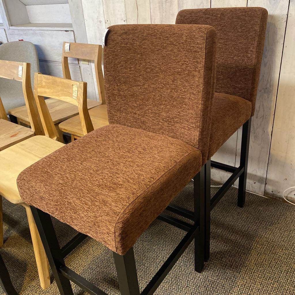 Brown Upholstered Counter Stool - Set Of 2