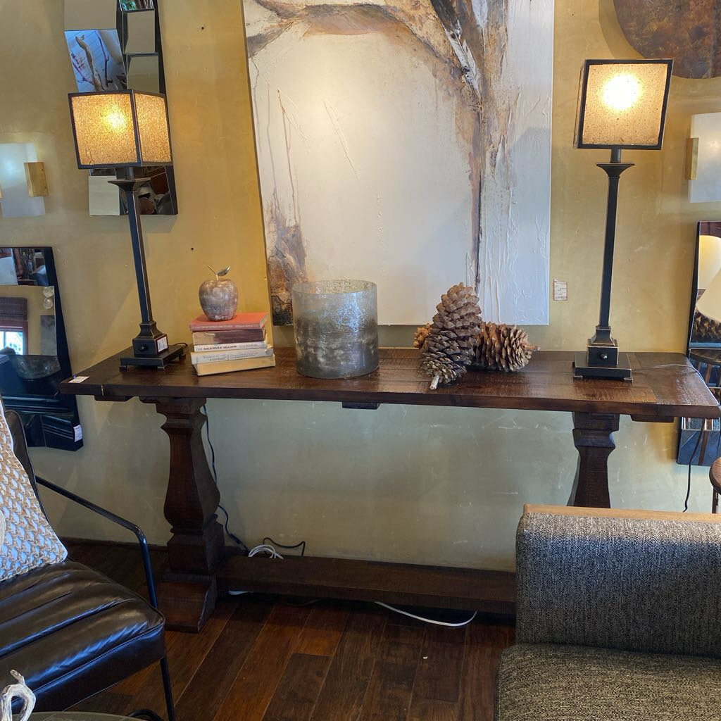 Wood Pedestal Console Table