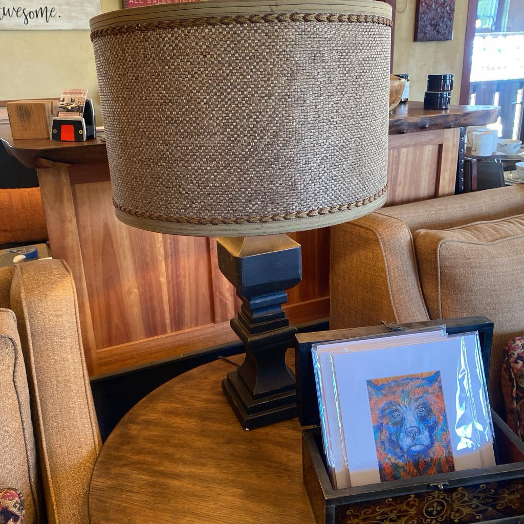 Black Wood Base Lamp