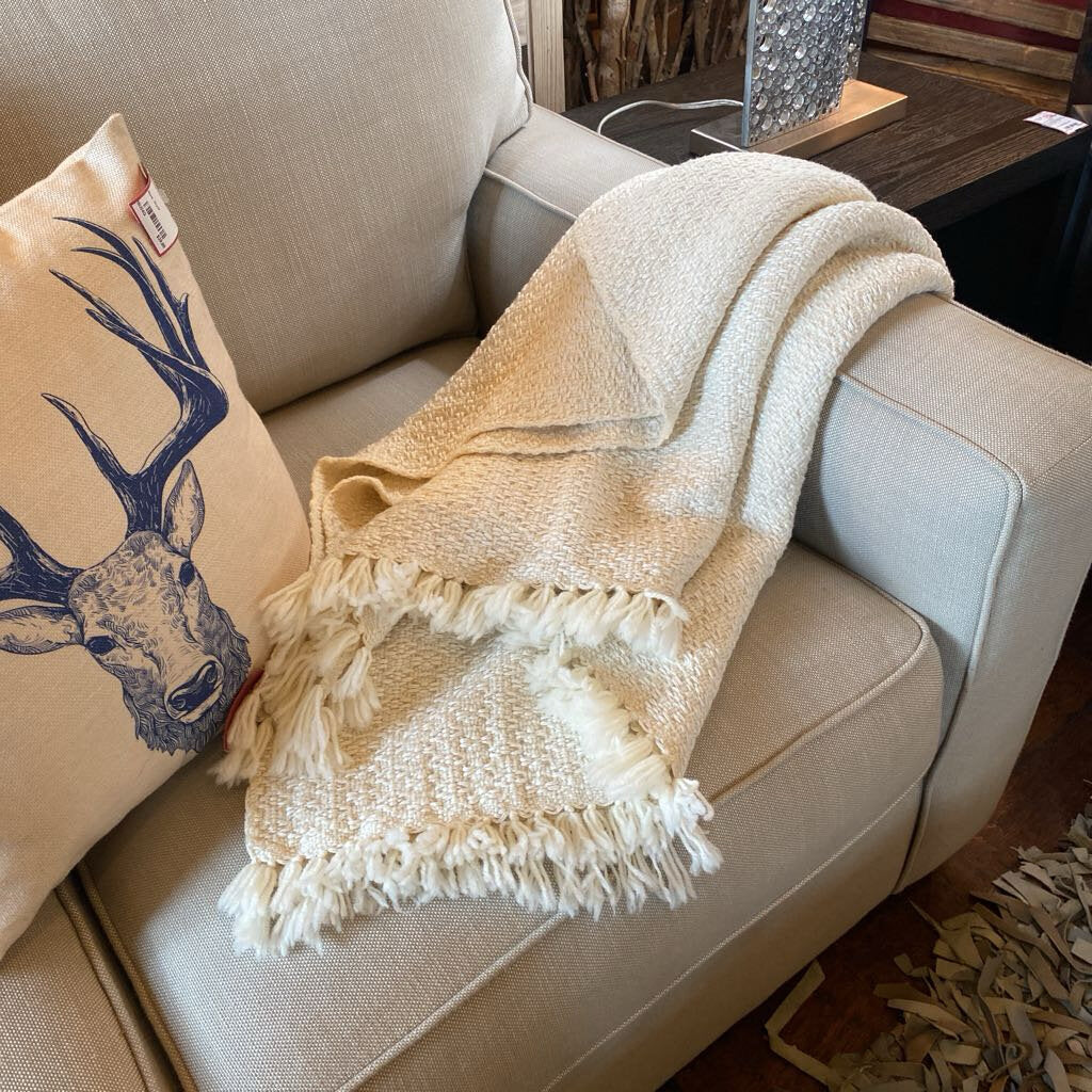 Hand Woven Shetland Wool And Silk Blanket