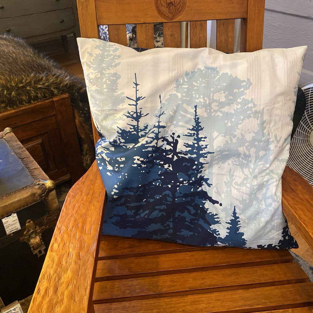 Blue And White Tree Pillow