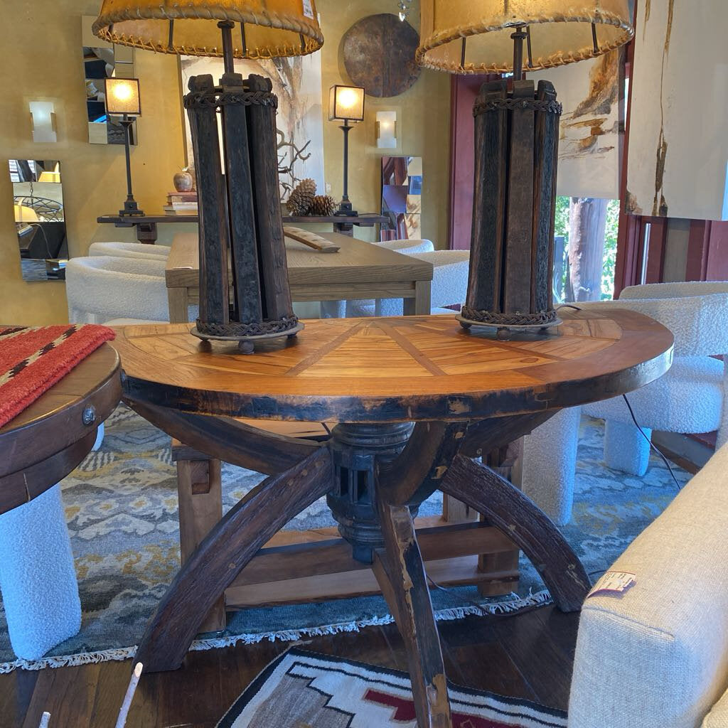 Rustic Wagon Wheel Console Table
