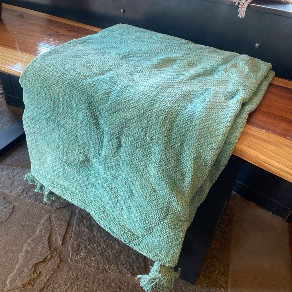 Green Cotton Chenille Throw Blanket