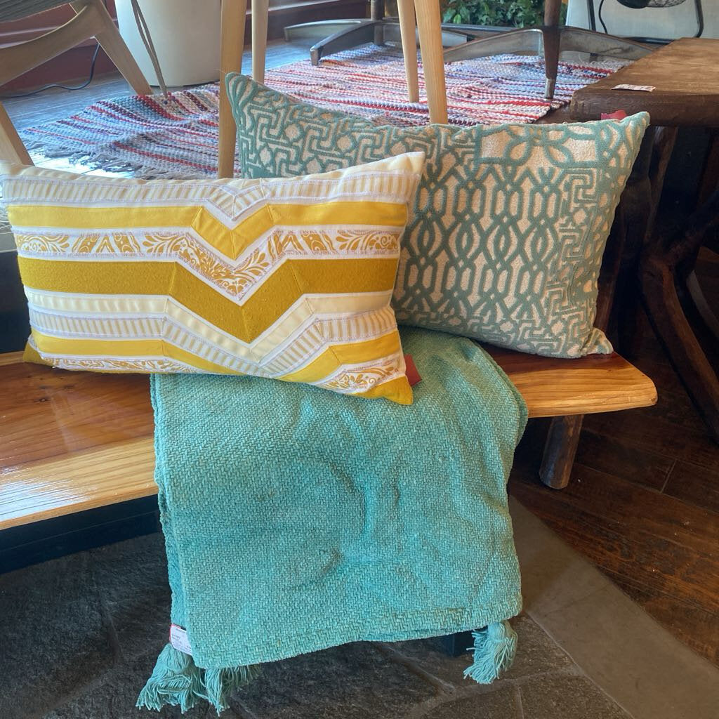 Green Cotton Chenille Throw Blanket