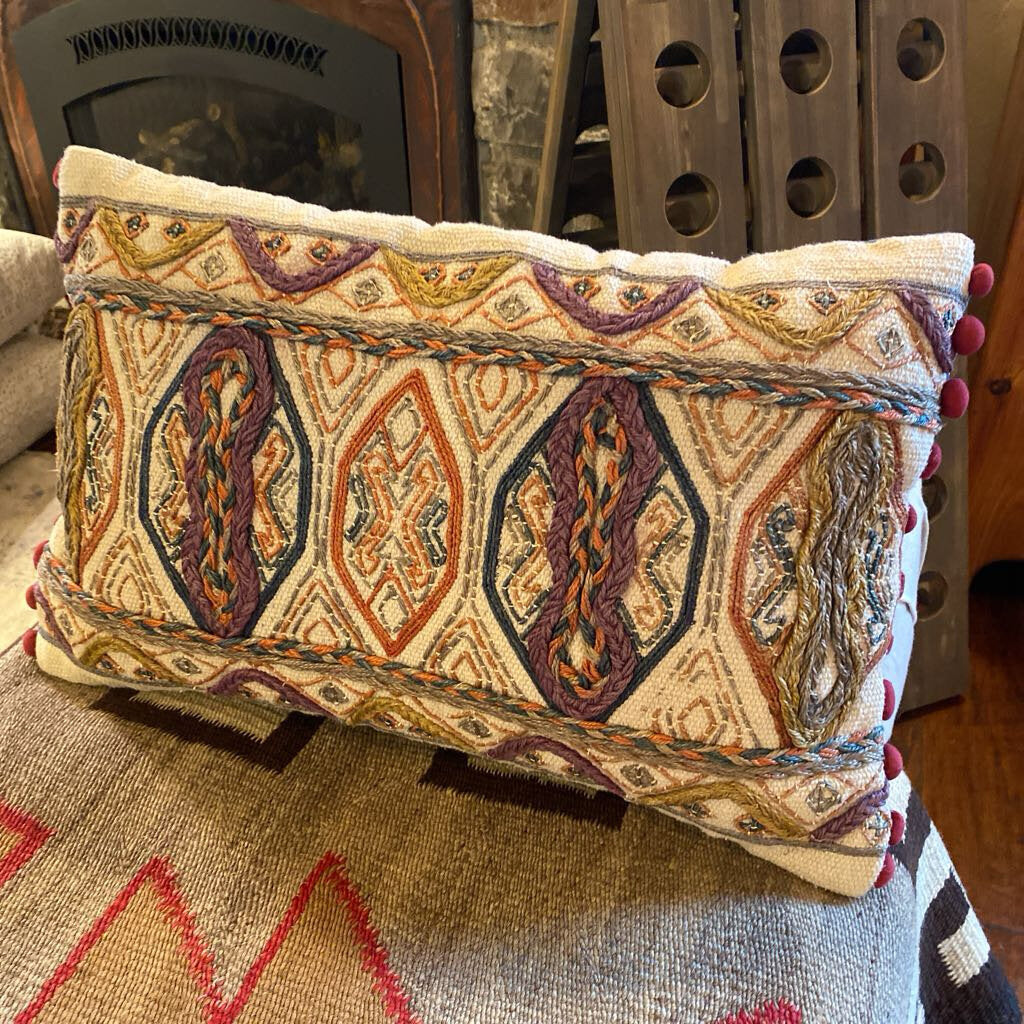 Embroidered Bolster Pillow