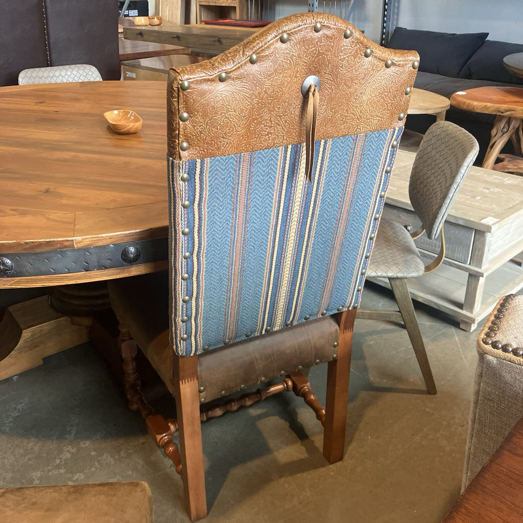 Old Hickory Tannery Western Style Leather & Fabric Dining Chairs - Set of 8