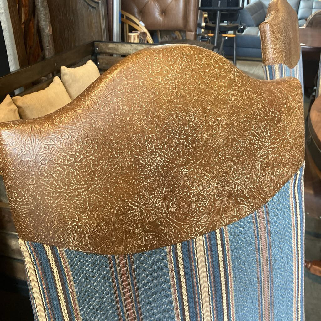 Old Hickory Tannery Western Style Leather & Fabric Dining Chairs - Set of 8