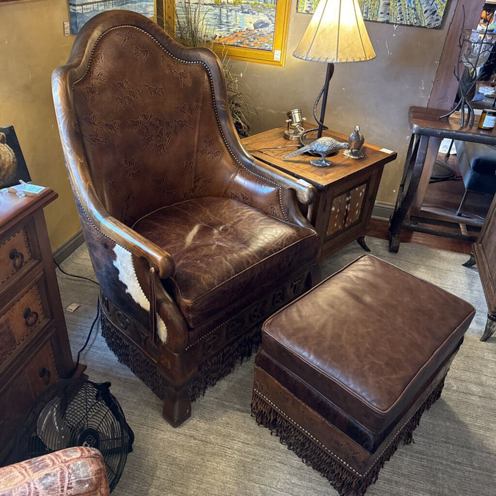 Jorge Kurezyn Furniture Custom Leather And Hide Chair And Ottoman