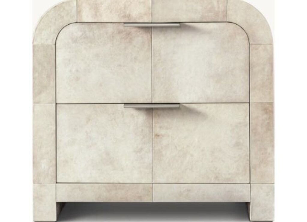 Restoration Hardware Lucien Parchment Closed Nightstands - Set of 2