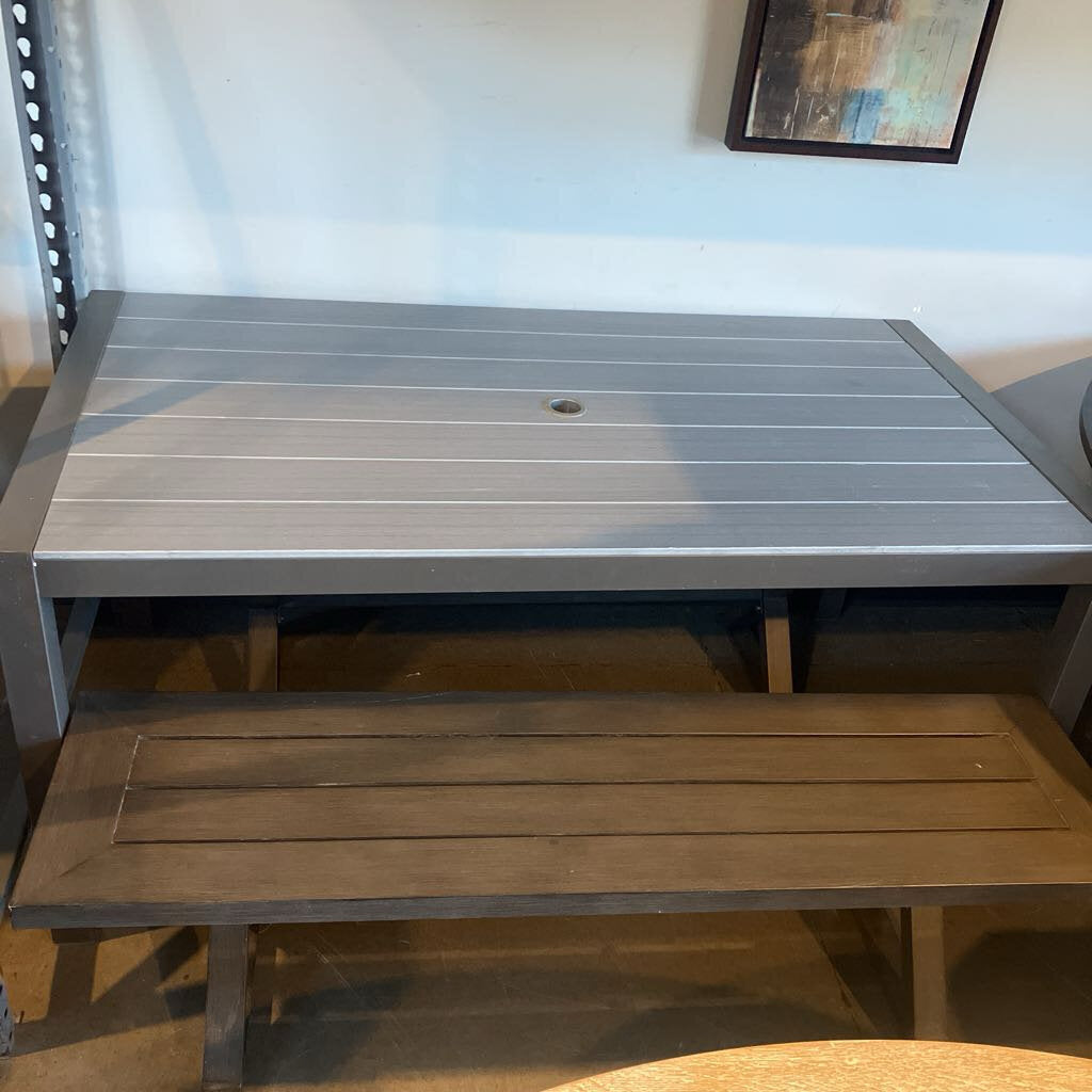 Outdoor Metal Dining Table w/ 2 Benches
