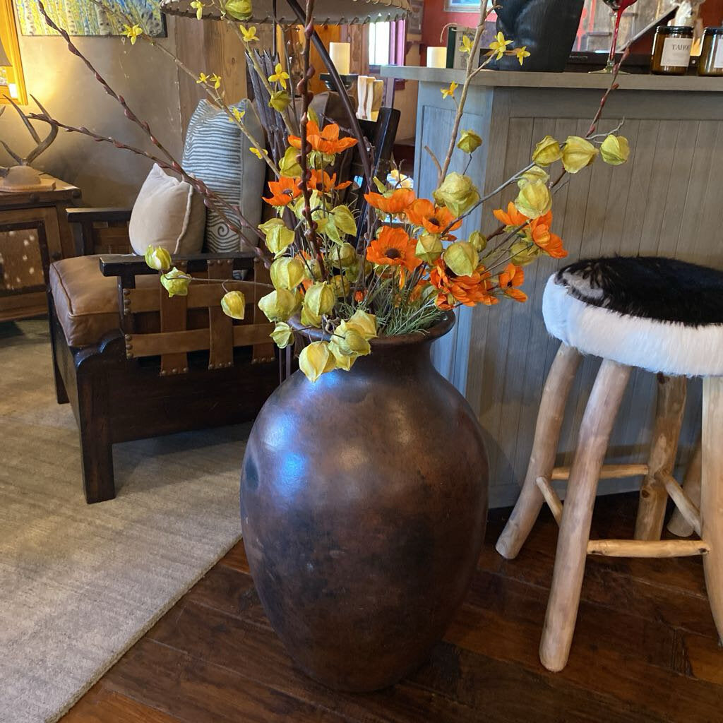 Large Floor Vase With Faux Flowers