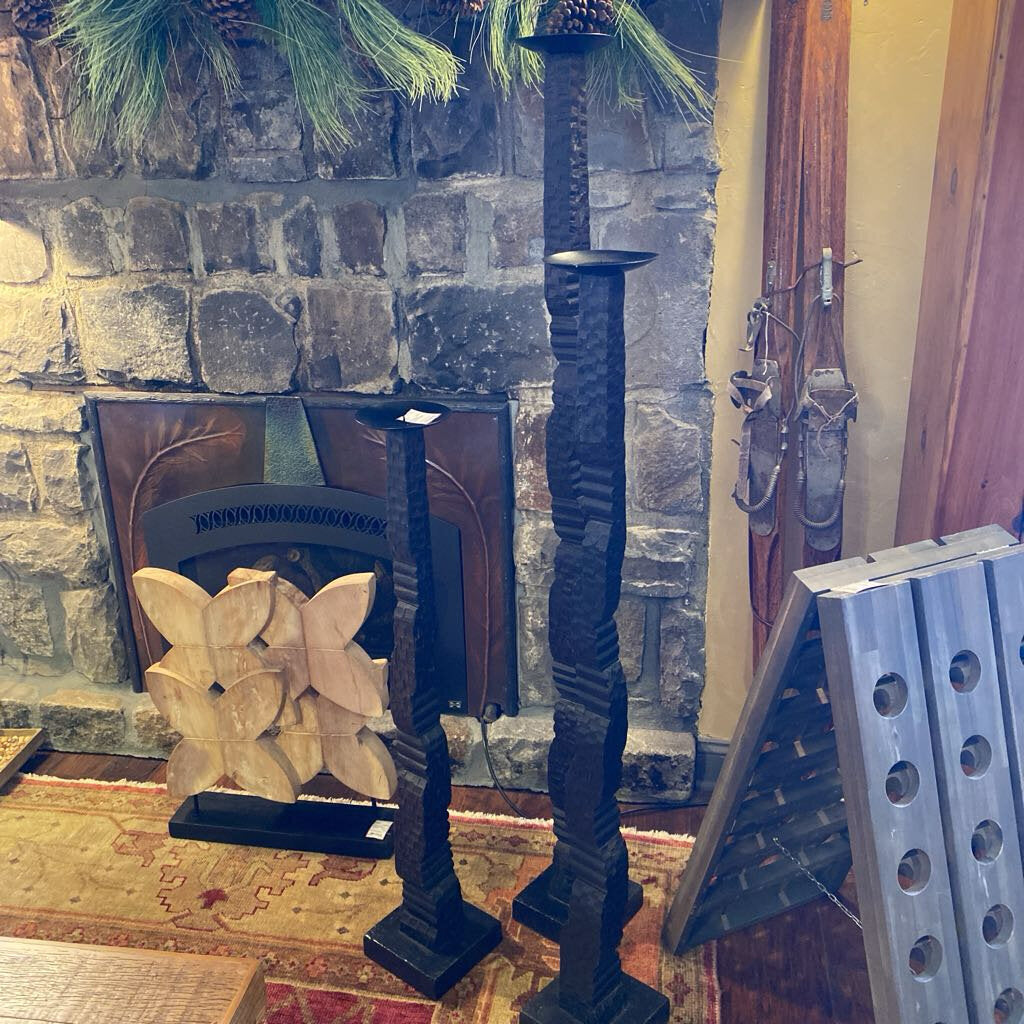 Wood Floor Candle Holders - Set of 3