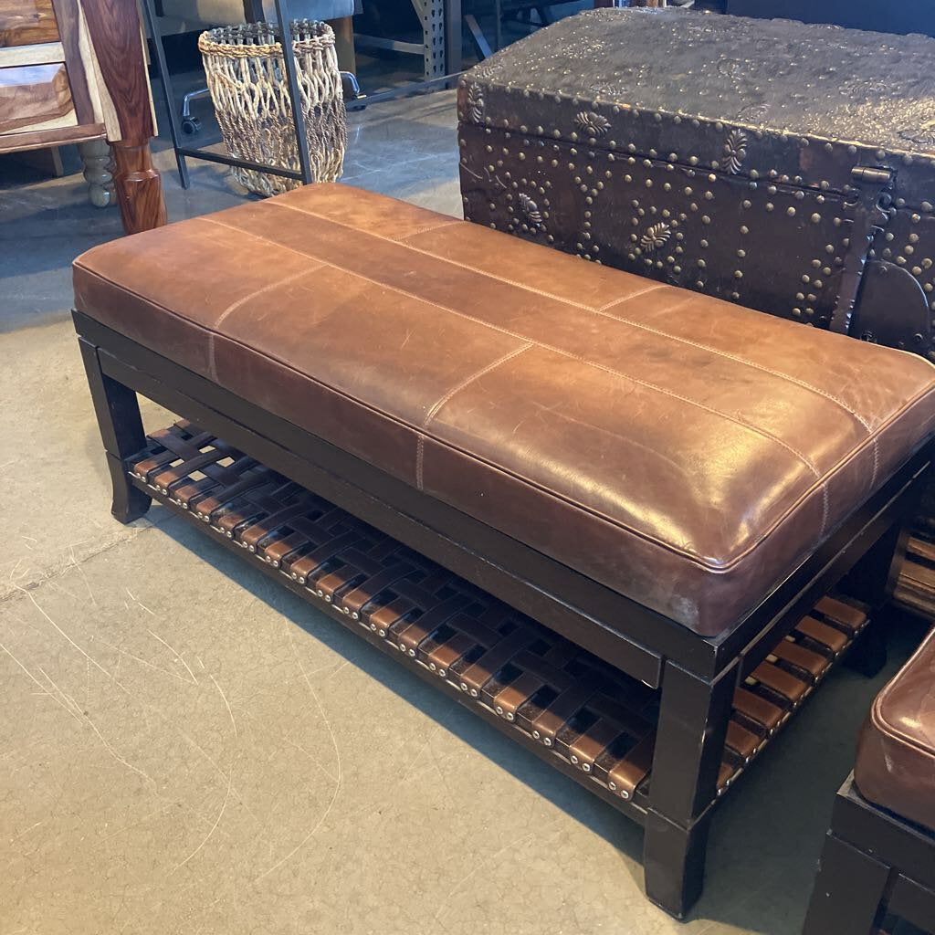 Mulholland Brothers Hardwood & Leather Two- Tierd Bench