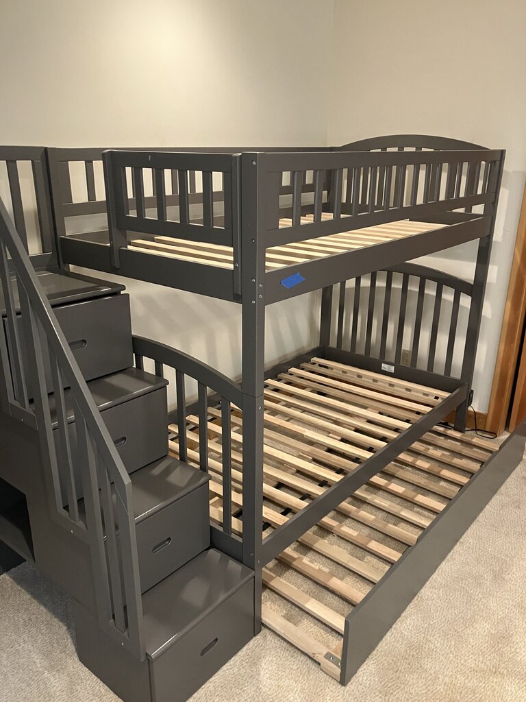 Twin Over Twin Bunk Bed With Trundle & Stairs