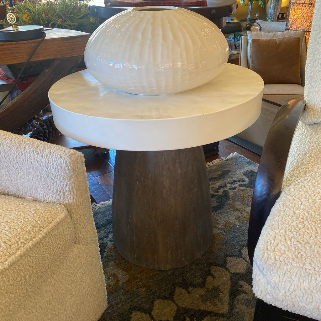 Faux Concrete Topped Round Side Table