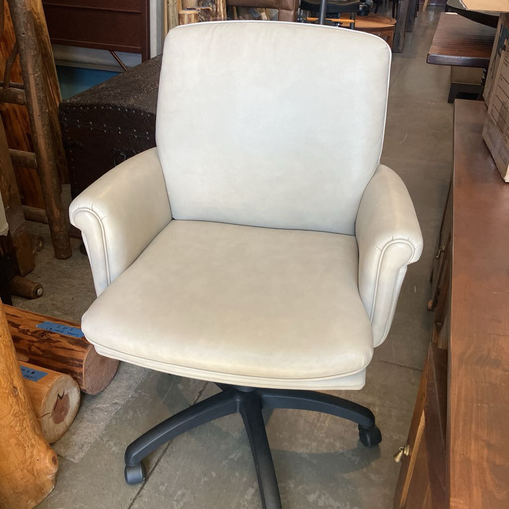 White Leather Office Chair w/ Arms