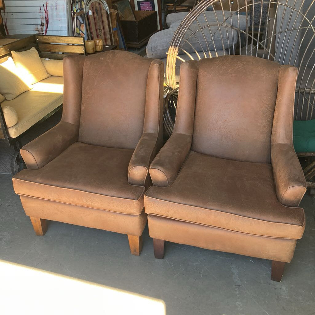Microfiber Wingback Chairs Set of 2