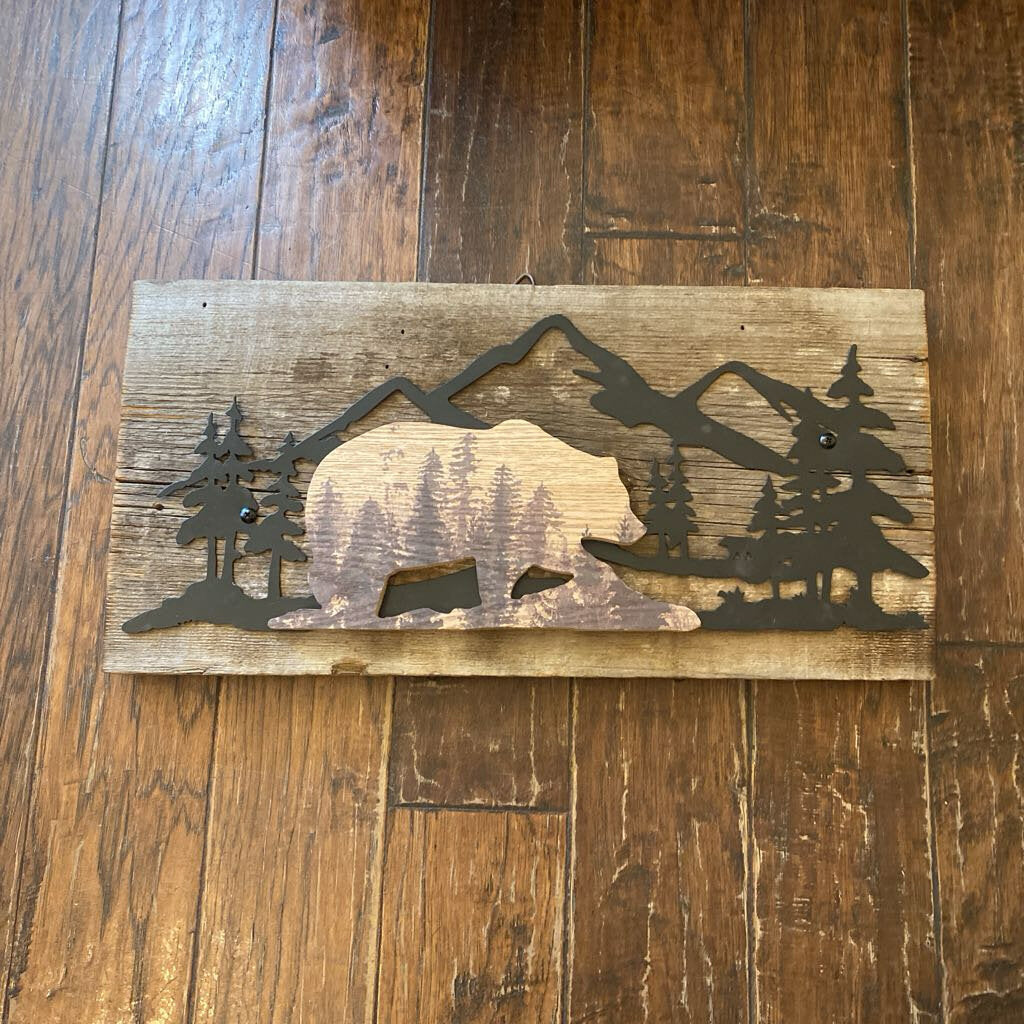 Three Dimensional Bear On Barnwood