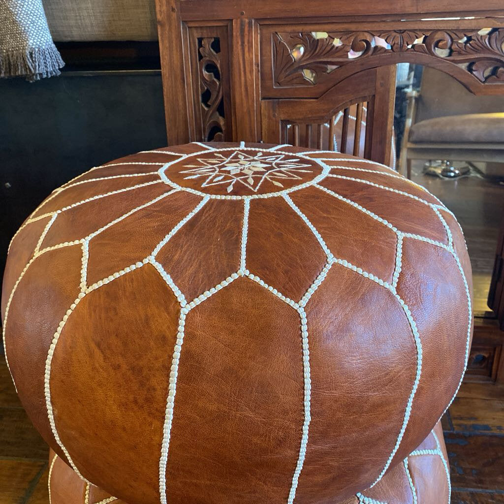 Leather Moroccan Pouf