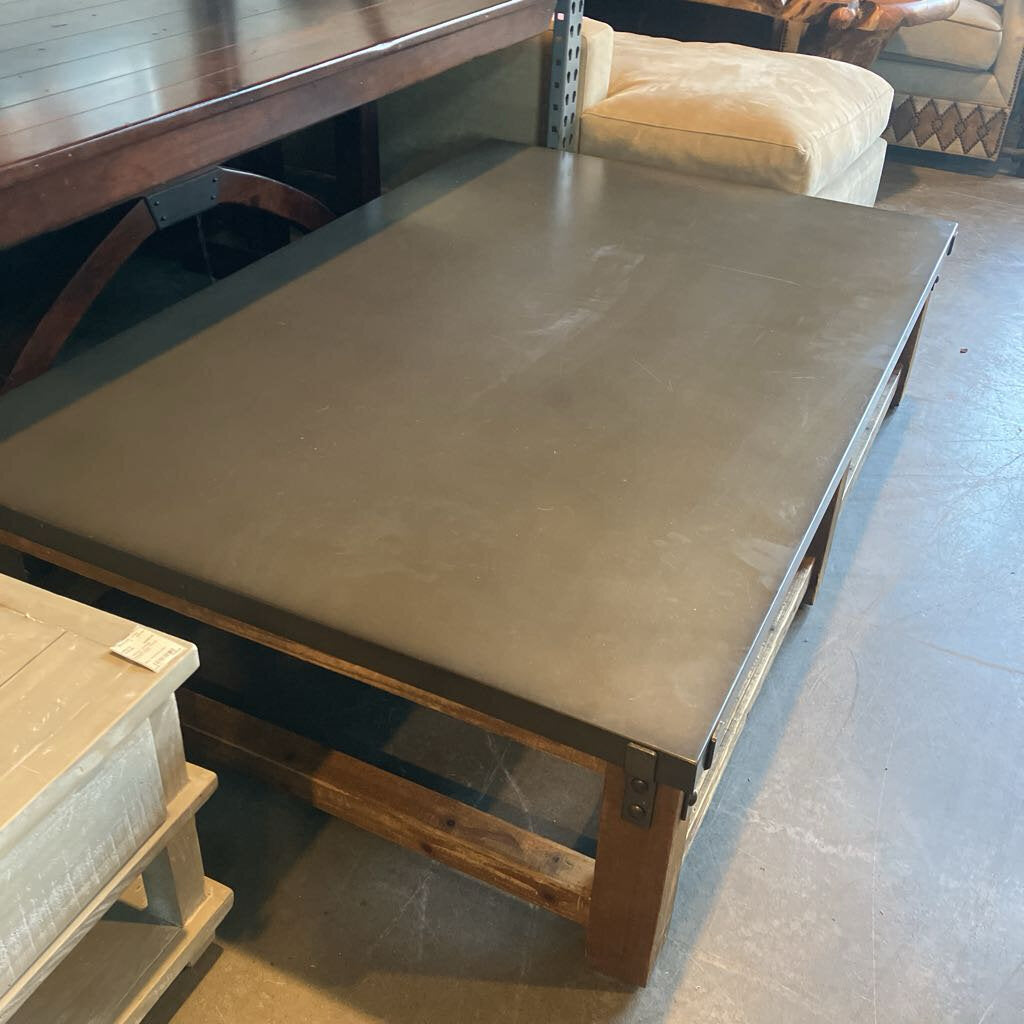 Restoration Hardware Wood & Zinc Coffee Table