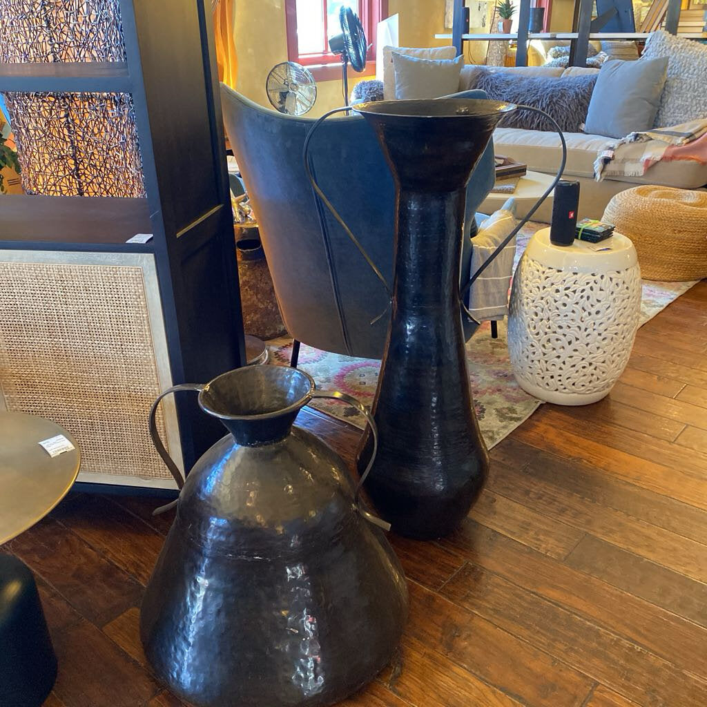 Hammered Metal Urns - Set of 2