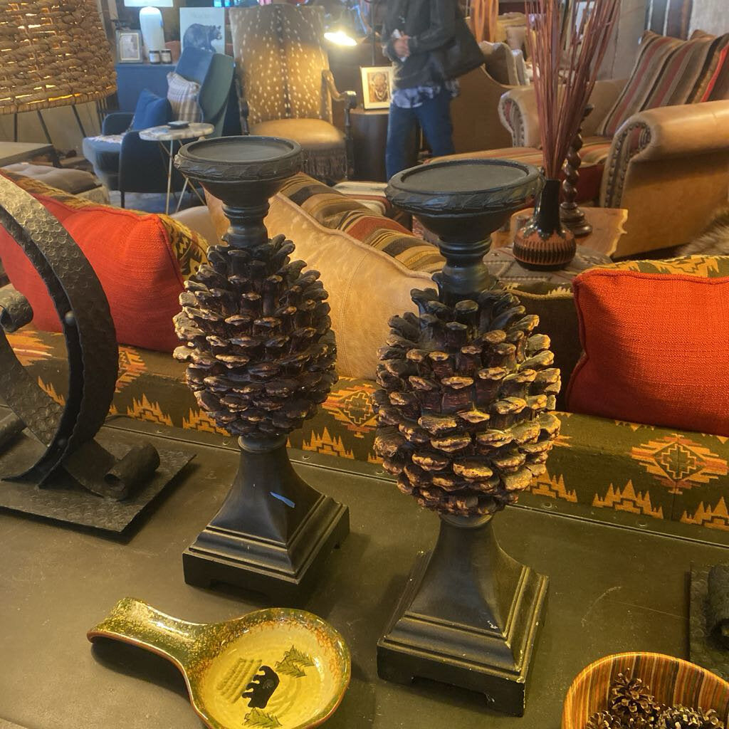 Pine Cone Candle Holders - Set of 2