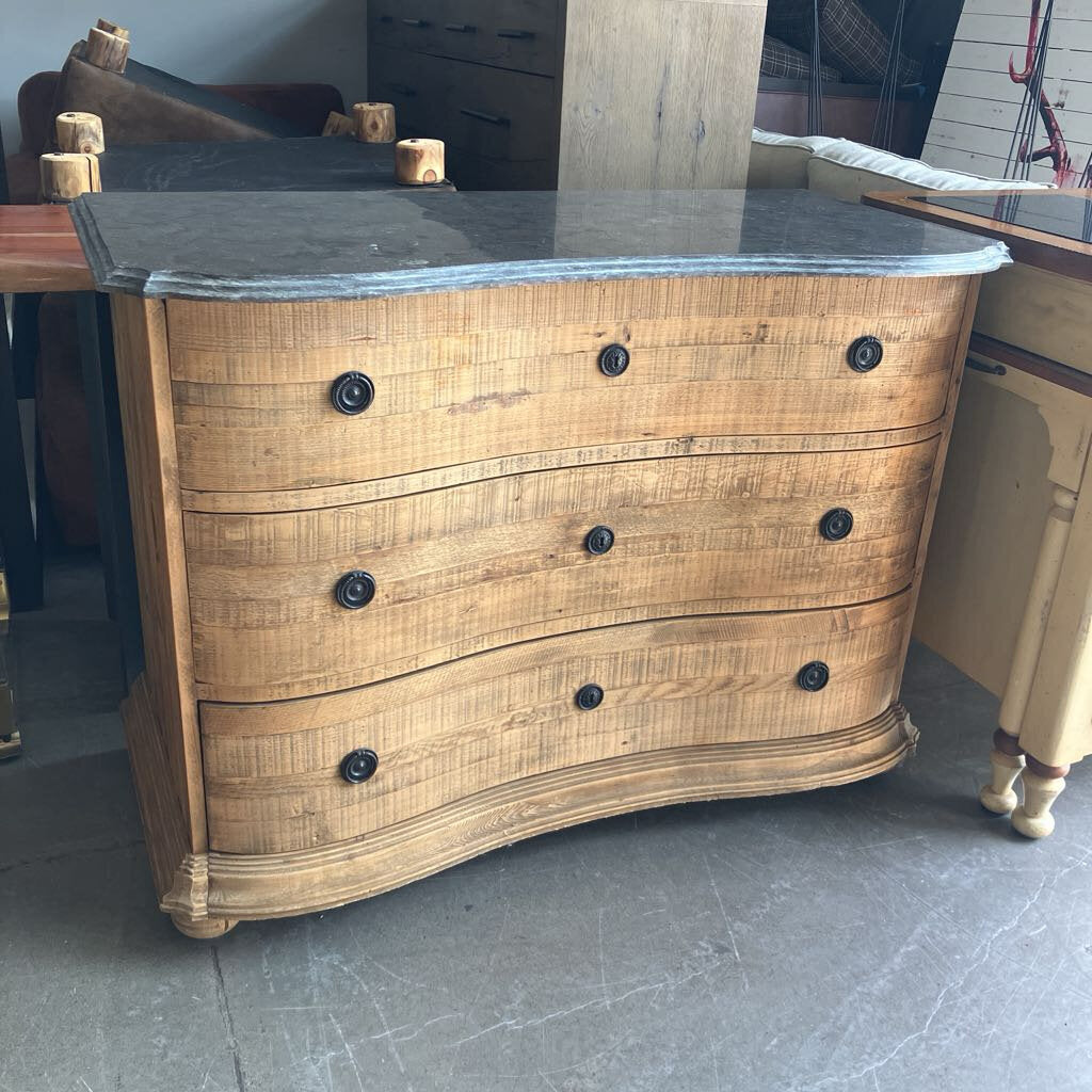 Rustic 3 Drawer Dresser w/ Stone Top