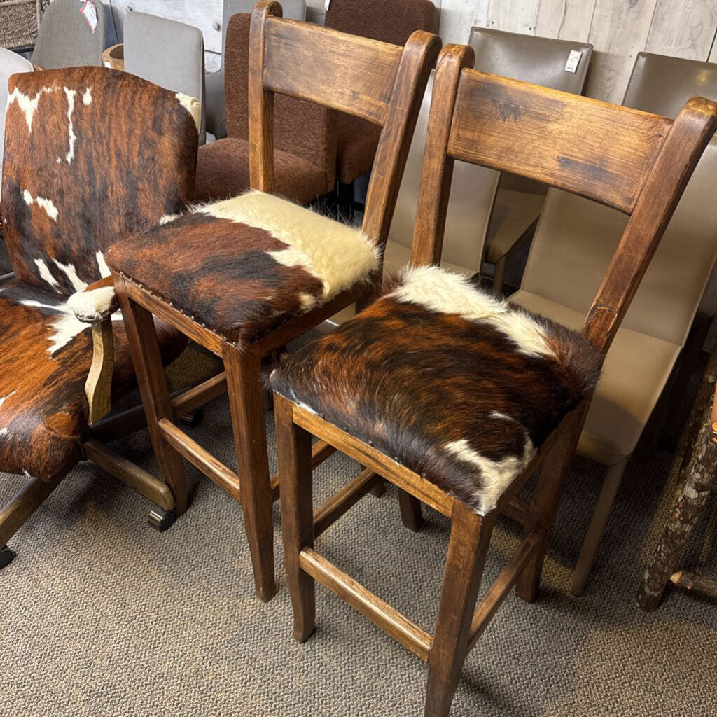 Hair On Hide Bar Stools - Set Of 2