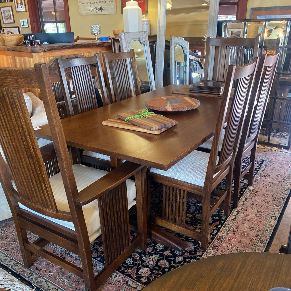 Stickley Mission Dining Table - Includes 2 Host Chairs, 6 Side Chairs, and 2 Leafs