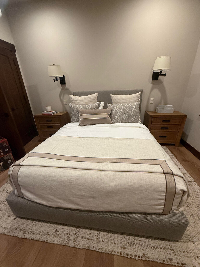 Room & Board Gray Upholstered Queen Bed