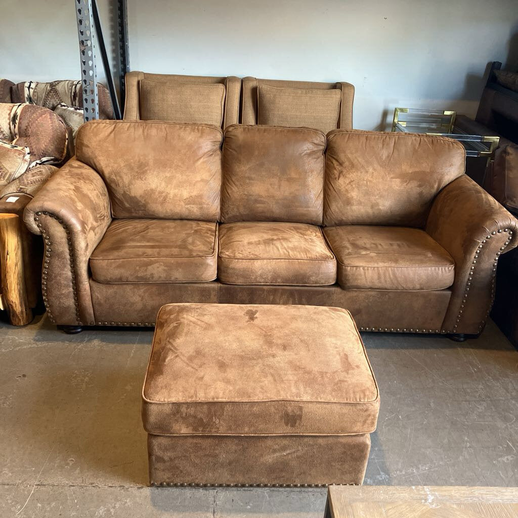 Microfiber Sleeper Sofa w/ Ottoman