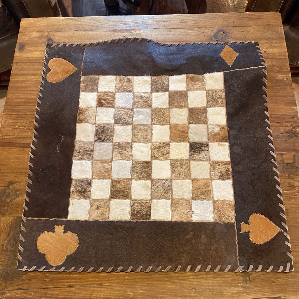 Cowhide Chess/Checkers Board