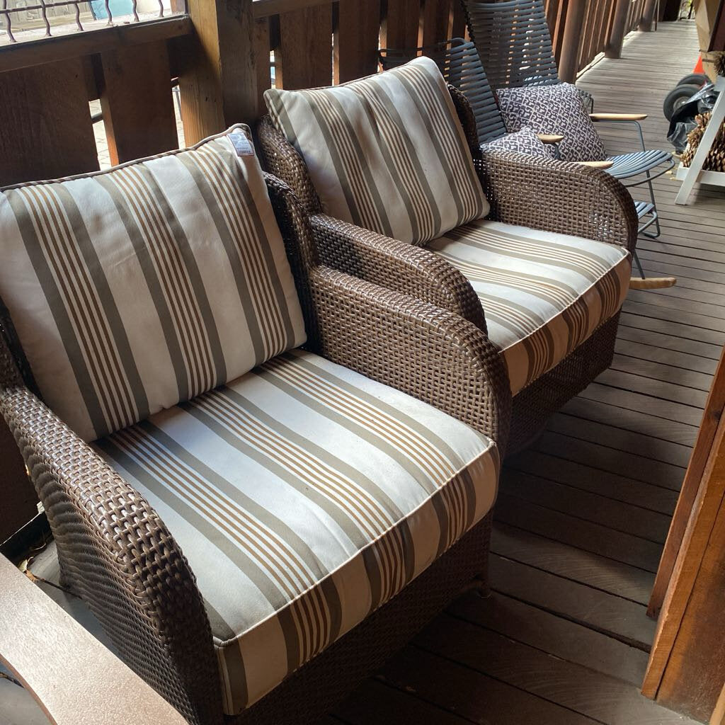 Outdoor Wicker Chairs - Set of 2 - One Swivels and Rocks