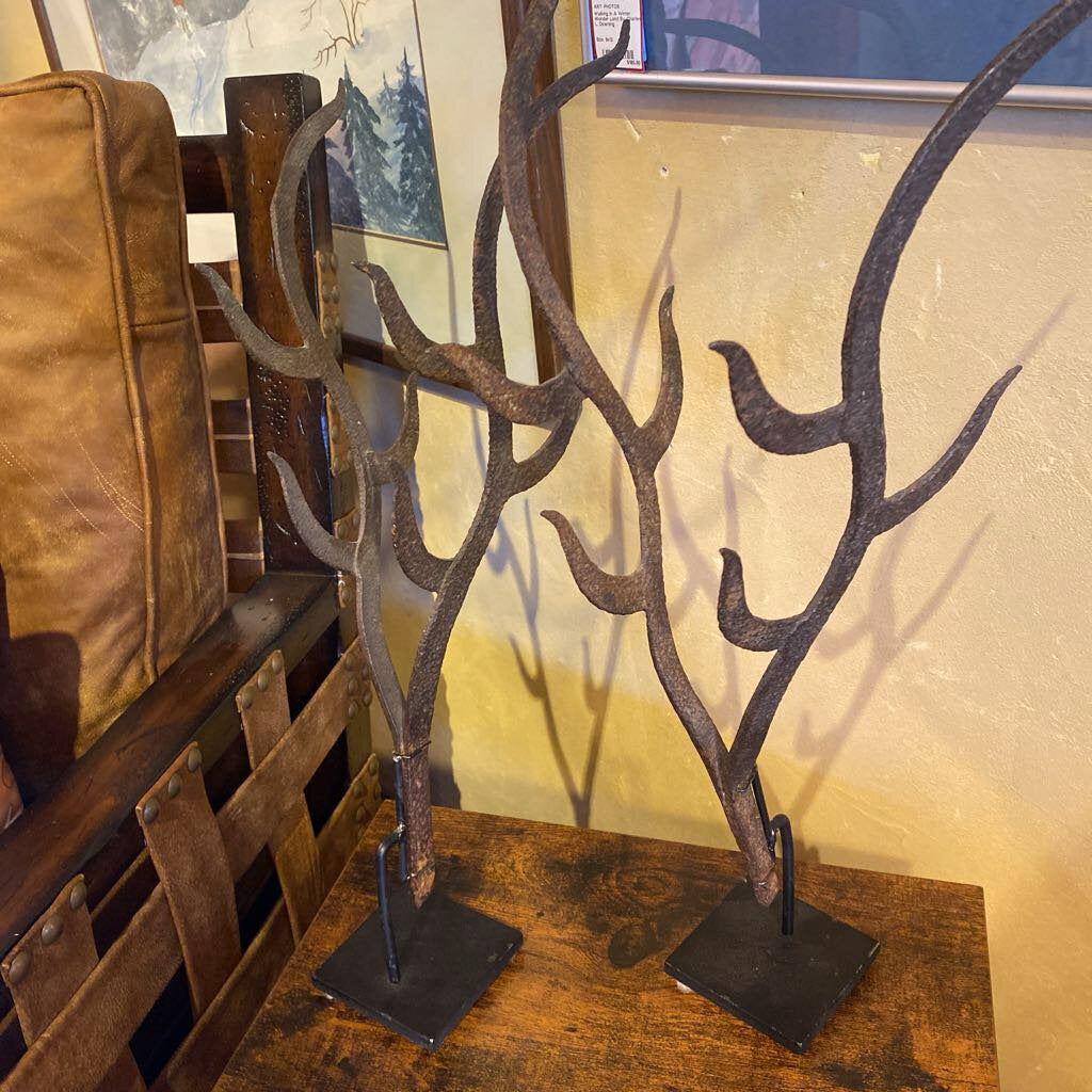 Iron Antler Sculpture - Set of 2