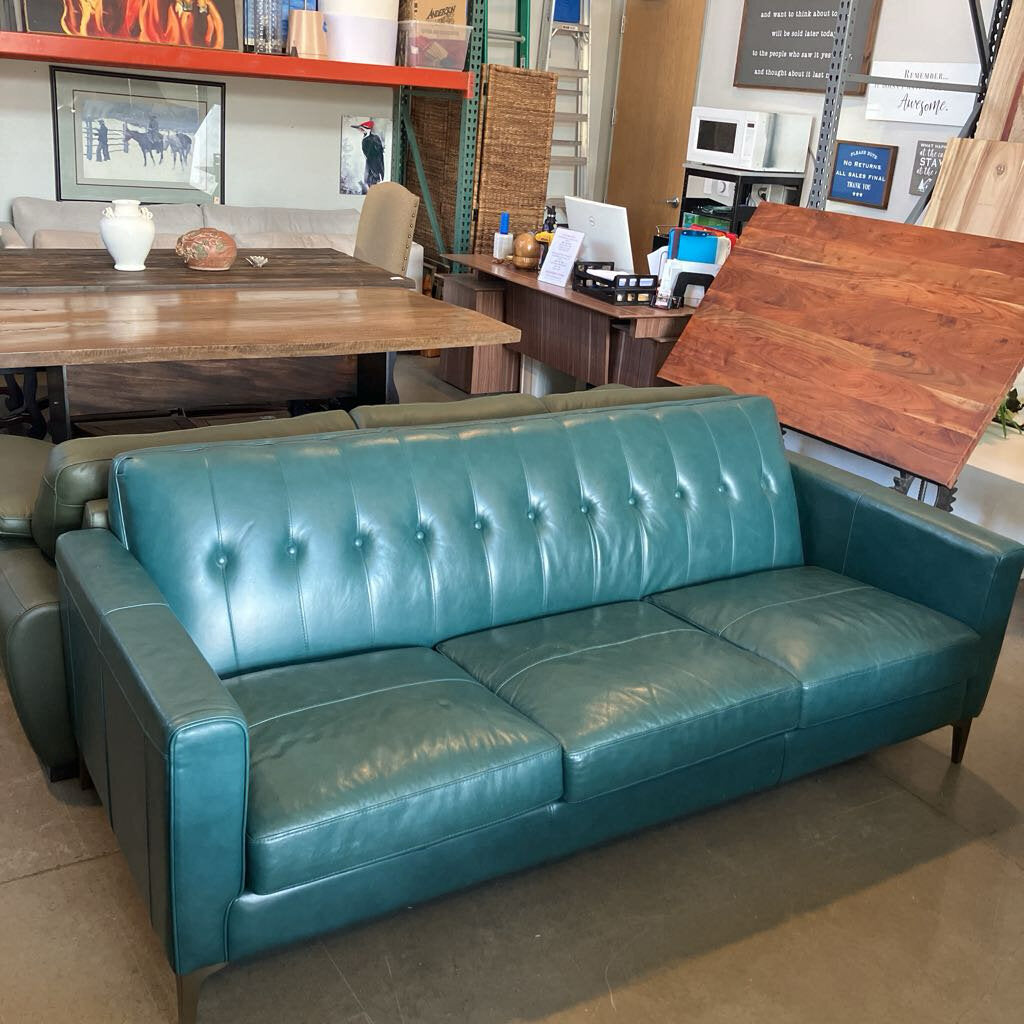 Toulouse Teal Leather Sofa