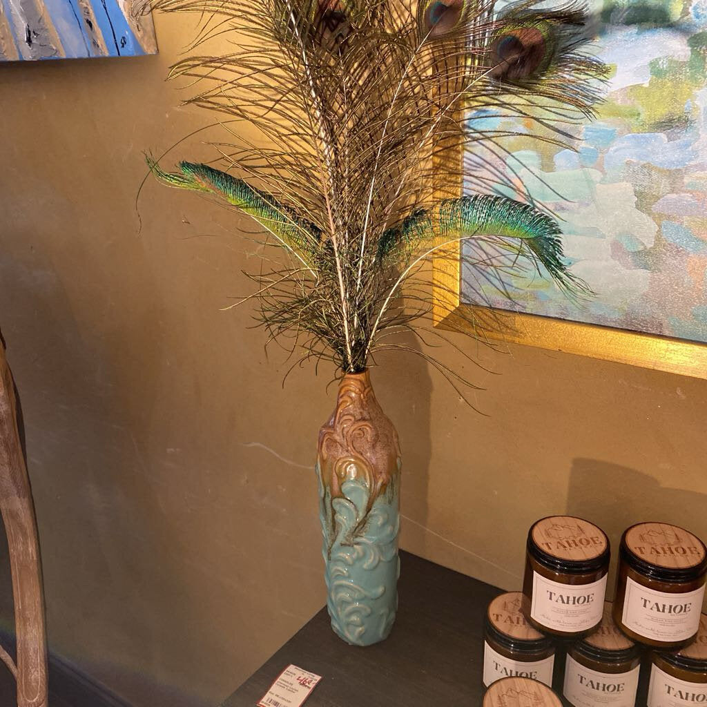 Vase With Peacock Feathers